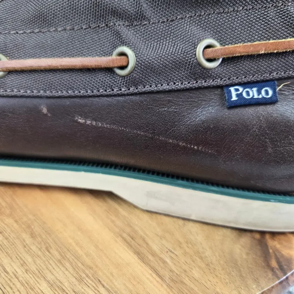 Polo Ralph Laruen Mens 13D Brawley Brown Leather Casual Chukka Boot Boat Shoe